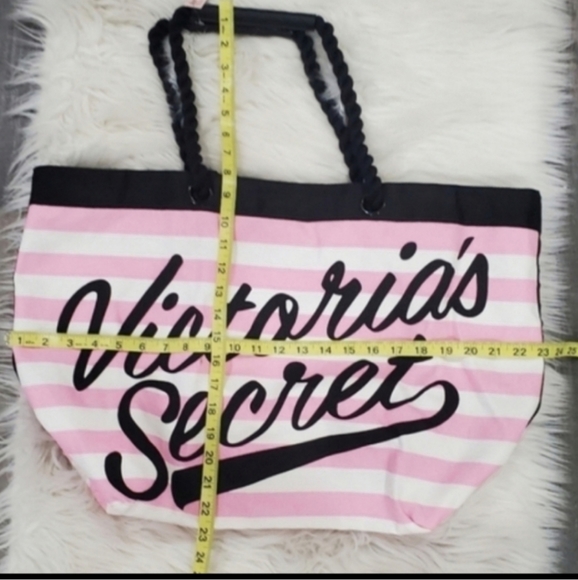 Victoria's secret canvas  striped logo beach tote - Picture 6 of 9